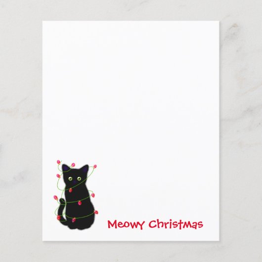 Zwart Cat | Meowy Kerstmis | Kronkellichten (Voorkant)