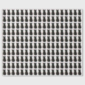 Zwart Cat | Meowy Kerstmis | Kronkellichten Cadeaupapier (Vlak)