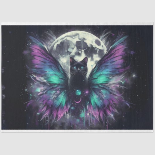 Zwart Cat Moon Tissue Papier (Voorkant)