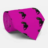 ZWART CAT NINJA Roze Fuchsia Zwart Tekening Stropdas (Opgerold)