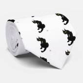 ZWART CAT NINJA Zwart Wit Tekening Stropdas (Opgerold)