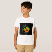 Zwart Cat Pumpkin Boy's White Basic T-Shirt (Voorkant volledig)
