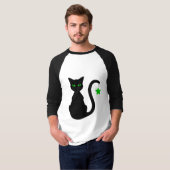 Zwart Cat Raglan T-shirt (Voorkant volledig)