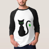 Zwart Cat Raglan T-shirt (Voorkant)