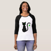 Zwart Cat Raglan T-shirt (Voorkant volledig)