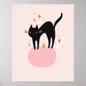 Zwart Cat Roze Halloween Poster (Voorkant)