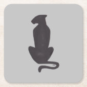 Zwart Cat Silhouet grijs papier onderzetters (Voorkant)