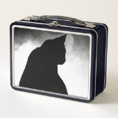 Zwart Cat Silhouet Metalen Lunchbox (Voorkant)