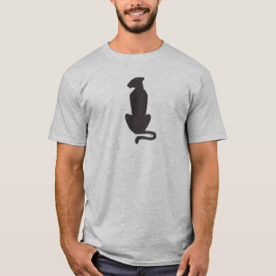 Zwart Cat Silhouette mannen grijs T-shirt