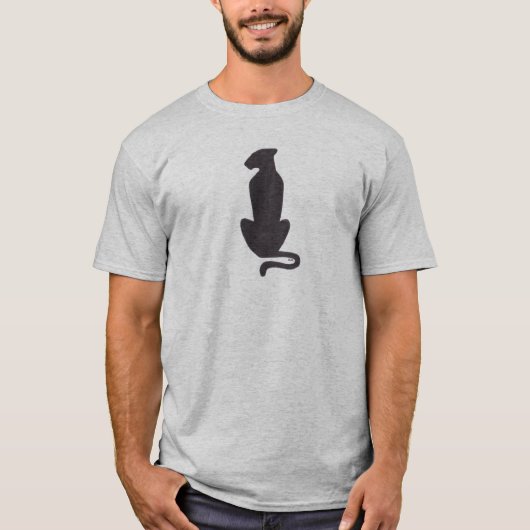 Zwart Cat Silhouette mannen grijs T-shirt (Voorkant)