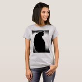 Zwart Cat Silhouette T-Shirt (voorprint) (Voorkant volledig)