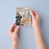 Zwart Cat | Spooky Ghost Halloween Gedicht Uitnodi Flyer (Hand)