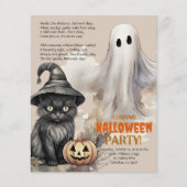 Zwart Cat | Spooky Ghost Halloween Gedicht Uitnodi Flyer (Voorkant)