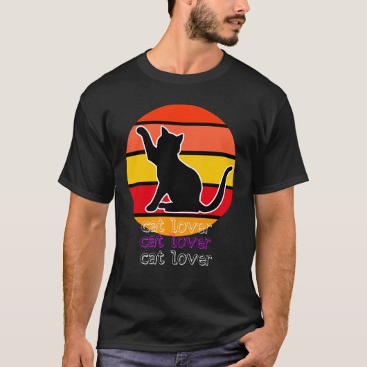 Zwart cat t-shirt mannen (Voorkant)