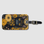 Zwart Cat Yellow Eyes Flowers Bagagelabel (Voorkant (horizontaal))