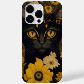 Zwart Cat Yellow Eyes  Flowers Case-Mate iPhone Case (Achterkant)