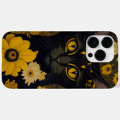 Zwart Cat Yellow Eyes Flowers Case-Mate iPhone Case (Achterkant (horizontaal))