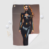 Zwart Catsuit Golf Golfhanddoek (Insitu)