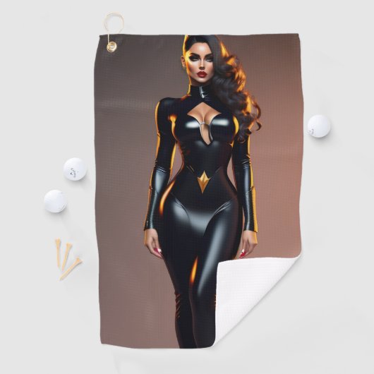 Zwart Catsuit Golf Golfhanddoek (Insitu)