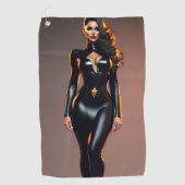 Zwart Catsuit Golf Golfhanddoek (Voorkant)