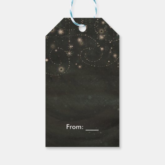 Zwart Celestial Donker Sterrenhemel wervelt Favor Cadeaulabel (Achterkant)