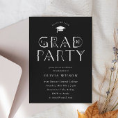 Zwart Celestial Typography Afstudeerder Party Kaart