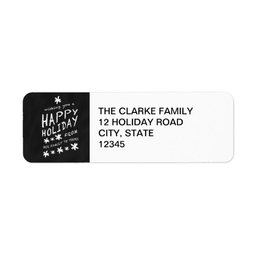 ZWART CHALKBOARD HAPPY HOLIDAY ADRES LABEL (Voorkant)