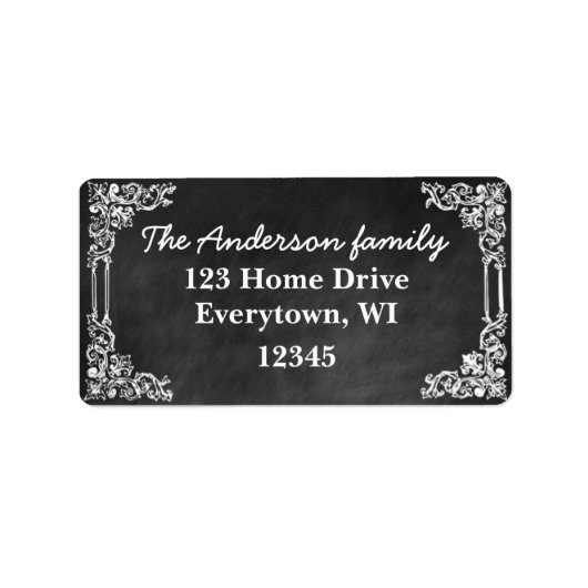 Zwart Chalkboard lijst aanpassen adreslabel Etiket (Voorkant)
