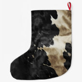 Zwart Champagne Goud Koeienhuid Grote Kerstsok (Achterkant)