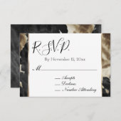 Zwart Champagne Goud Koeienhuid RSVP Informatiekaartje (Voorkant / Achterkant)