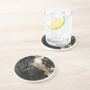 Zwart Champagne Goud Koeienhuid Zandsteen Onderzetter