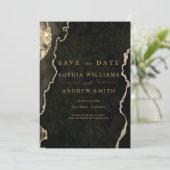 Zwart & Champagne Goud Modern 'Save the Date' Kaart (Staand voorkant)