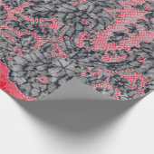 ZWART CHANTILLY-KANT EN ROOD inpakpapier (Hoek)