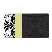 Zwart & Chartreuse Damask Adresetiketten - Etiket (Voorkant)