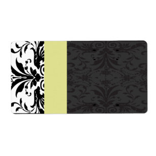 Zwart & Chartreuse Damask Adresetiketten - Etiket