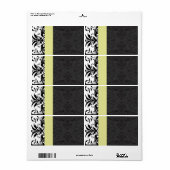 Zwart & Chartreuse Damask Adresetiketten - Etiket (Full Sheet)
