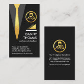 Zwart Chauffeur Suit Goud Stropdas Visitekaartje (Voorkant / Achterkant)