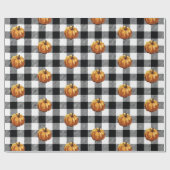 Zwart Check Pattern pompoen schilderen Cadeaupapier (Vlak)