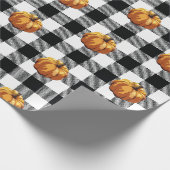 Zwart Check Pattern pompoen schilderen Cadeaupapier (Hoek)