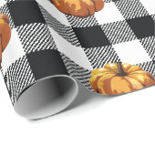Zwart Check Pattern pompoen schilderen Cadeaupapier (Rol Hoek)