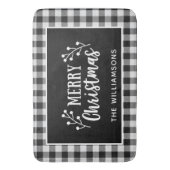 Zwart Check Vrolijke Kerst Boerderij Door Badmat (Voorkant Verticaal)