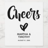 Zwart Cheers Casual Script gepersonaliseerd Wijn Etiket (Enkel label)