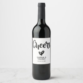 Zwart Cheers Casual Script gepersonaliseerd Wijn Etiket