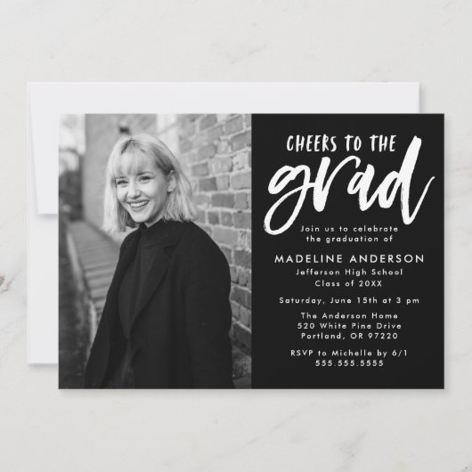 Zwart | Cheers op de scriptgradatiepartij van het Kaart (Voorkant)