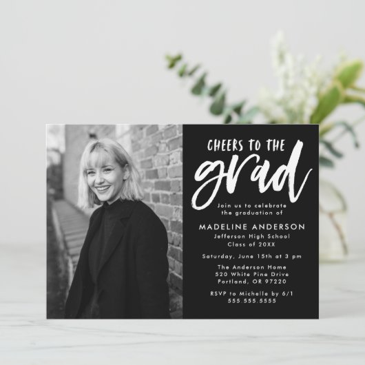 Zwart | Cheers op de scriptgradatiepartij van het Kaart (Staand voorkant)