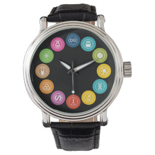 Zwart chemieleraar Symbolen Horloge