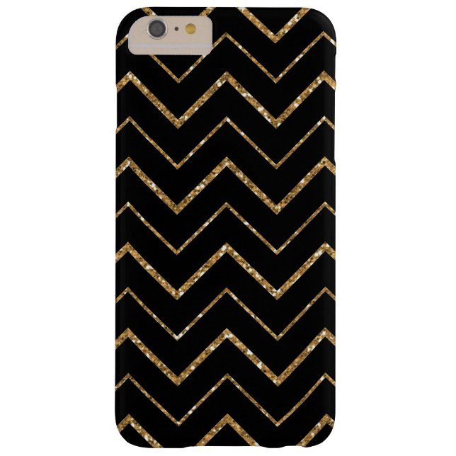 Zwart Chevron Gold Faux Glitter Case-Mate iPhone Case (Achterkant)