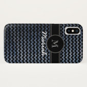 zwart chevron met monogrammen Case-Mate iPhone case (Achterkant (horizontaal))