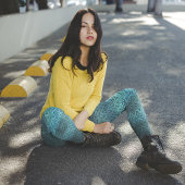 Zwart Chevron patroon met Gradient Blue Leggings