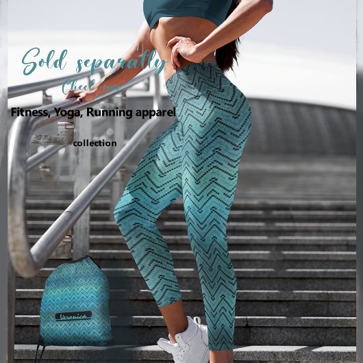 Zwart Chevron patroon met Gradient Blue Leggings